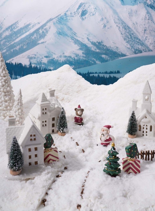 DN DECONATION Light up Christmas Decor Ceramic Village Houses, 3Pcs White Christmas Porcelain Villages with Frosted Trees, Holiday House Figurines Xmas Village Sets for Winter Table Decoration Indoor - Image 4